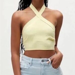 Kendall & Kylie Yellow Halter Crop Top